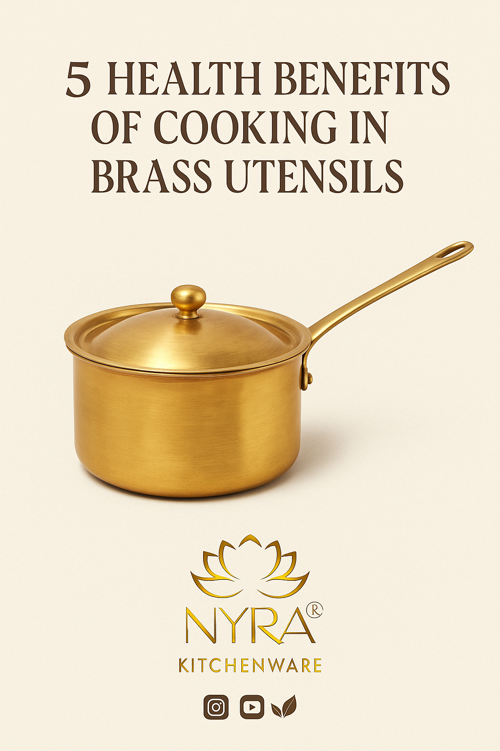 Woman cooking traditional Indian food in brass utensils from Nyra Kitchenware, featuring a brass kadhai, brass bhagona, and brass thali set—perfect blend of heritage and health.