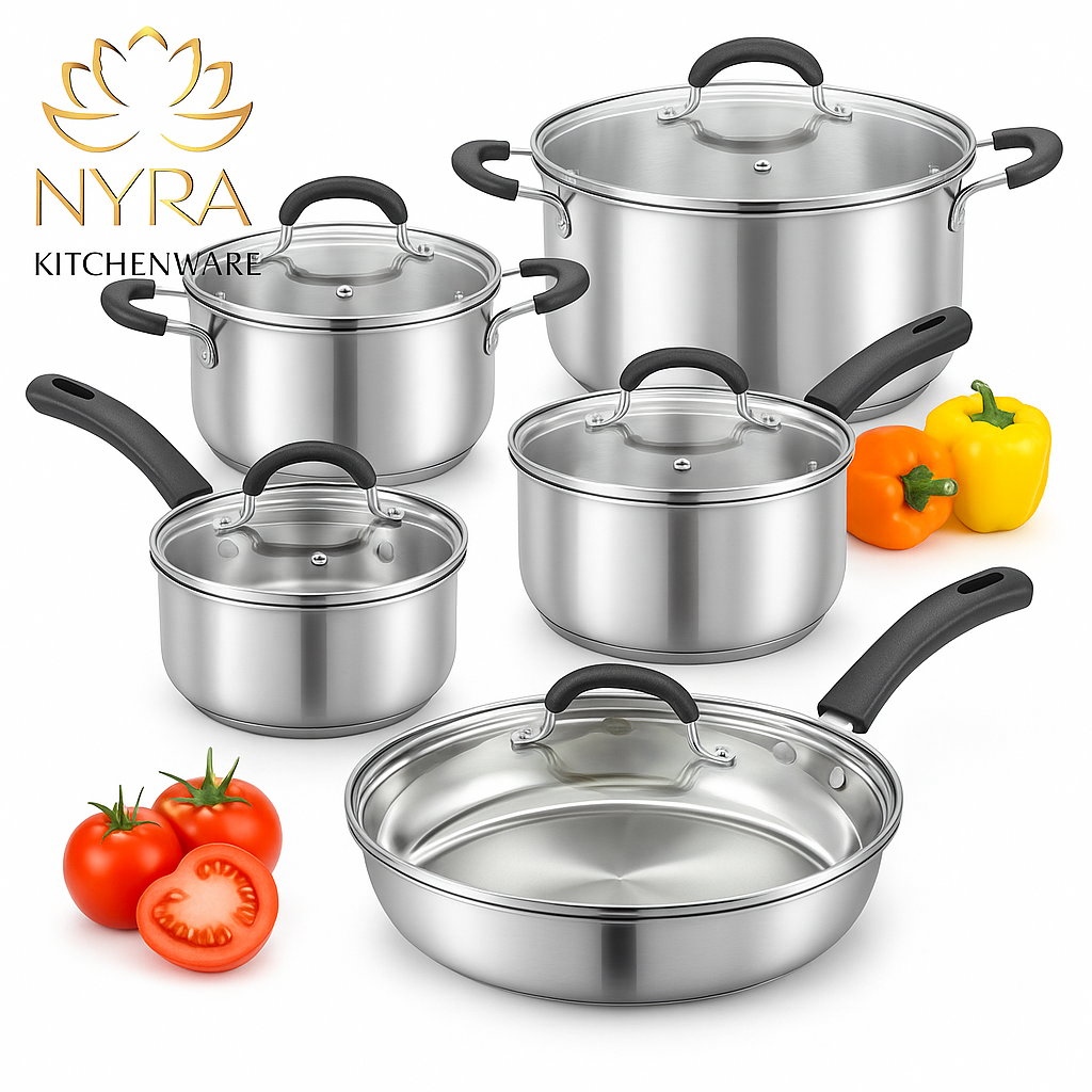 Stainless steel pressure cooker with lid on induction cooktop – safe, durable cookware for Indian cooking