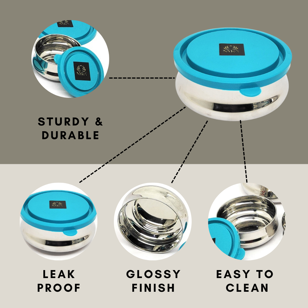 Air-tight Stainless Steel Container Set- Premium Design| Leak-Proof Dibbi