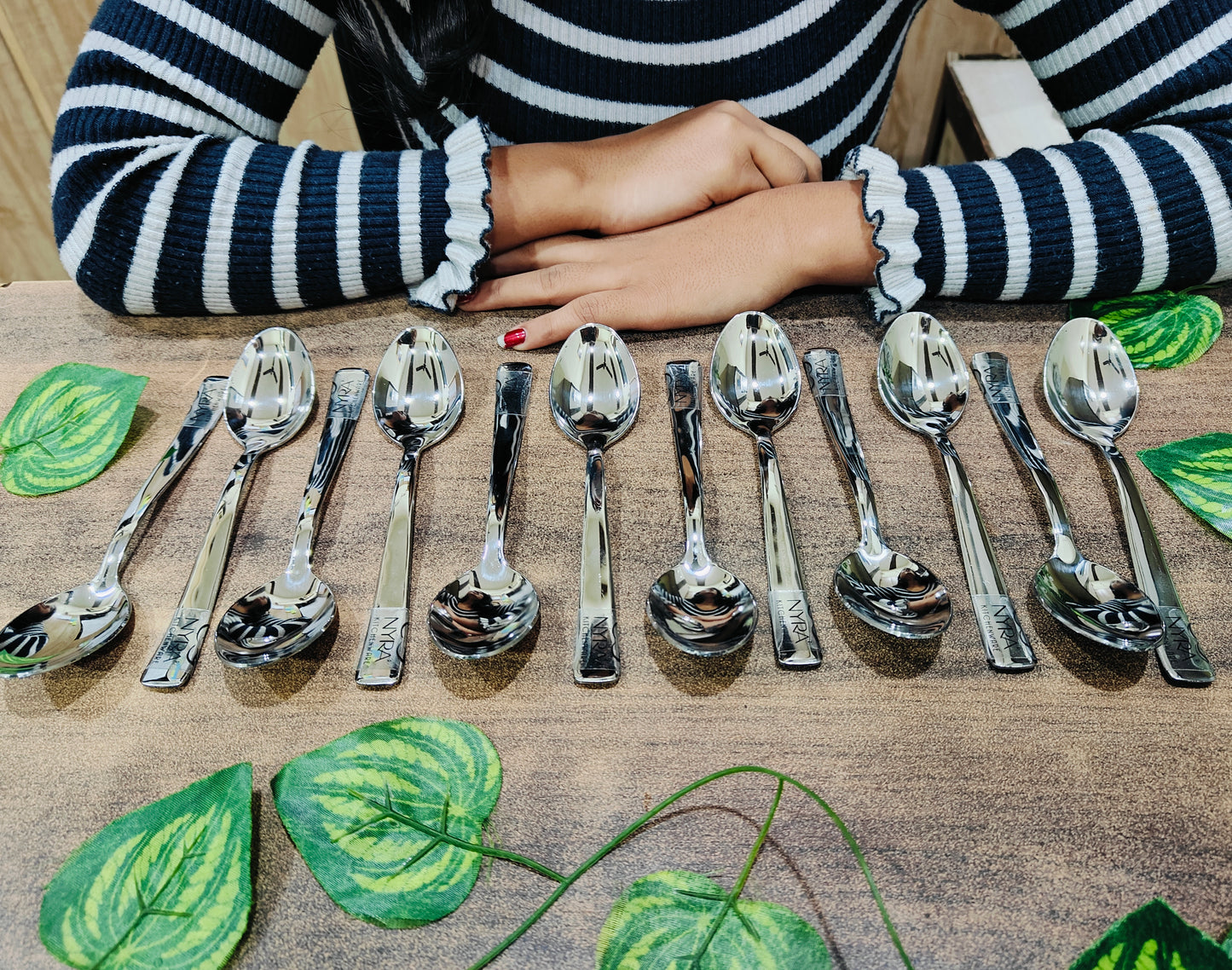 Stainless Steel Set of 12 Spoons | Food-Grade Dinner Spoon for Home & Kitchen - Mirror Polished