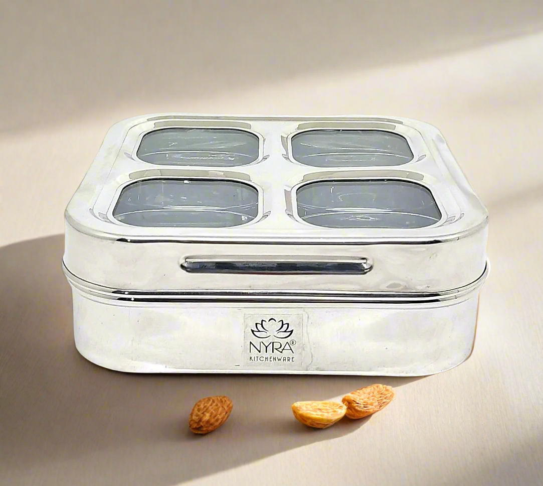 Stainless Steel 4 Compartment Dry fruit Box