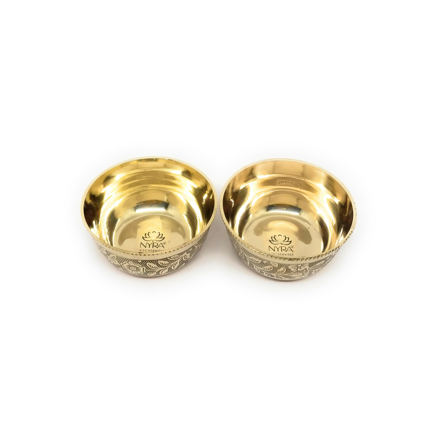 Traditional Brass/Peetal Katori | Embedded Floral Design