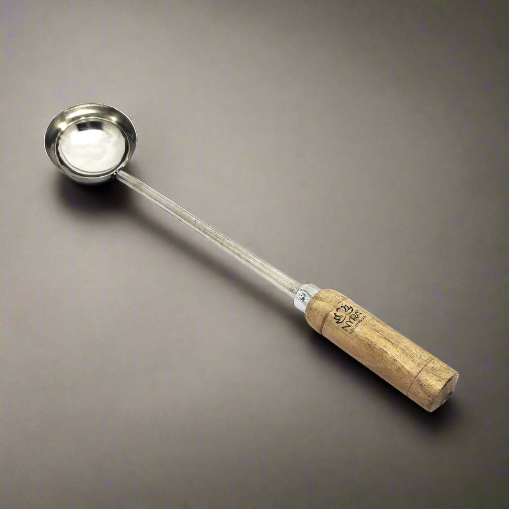 Stainless Steel Ladle/Golchi/Chamcha with Wooden Handle - Premium Serving Kitchen Tool Set