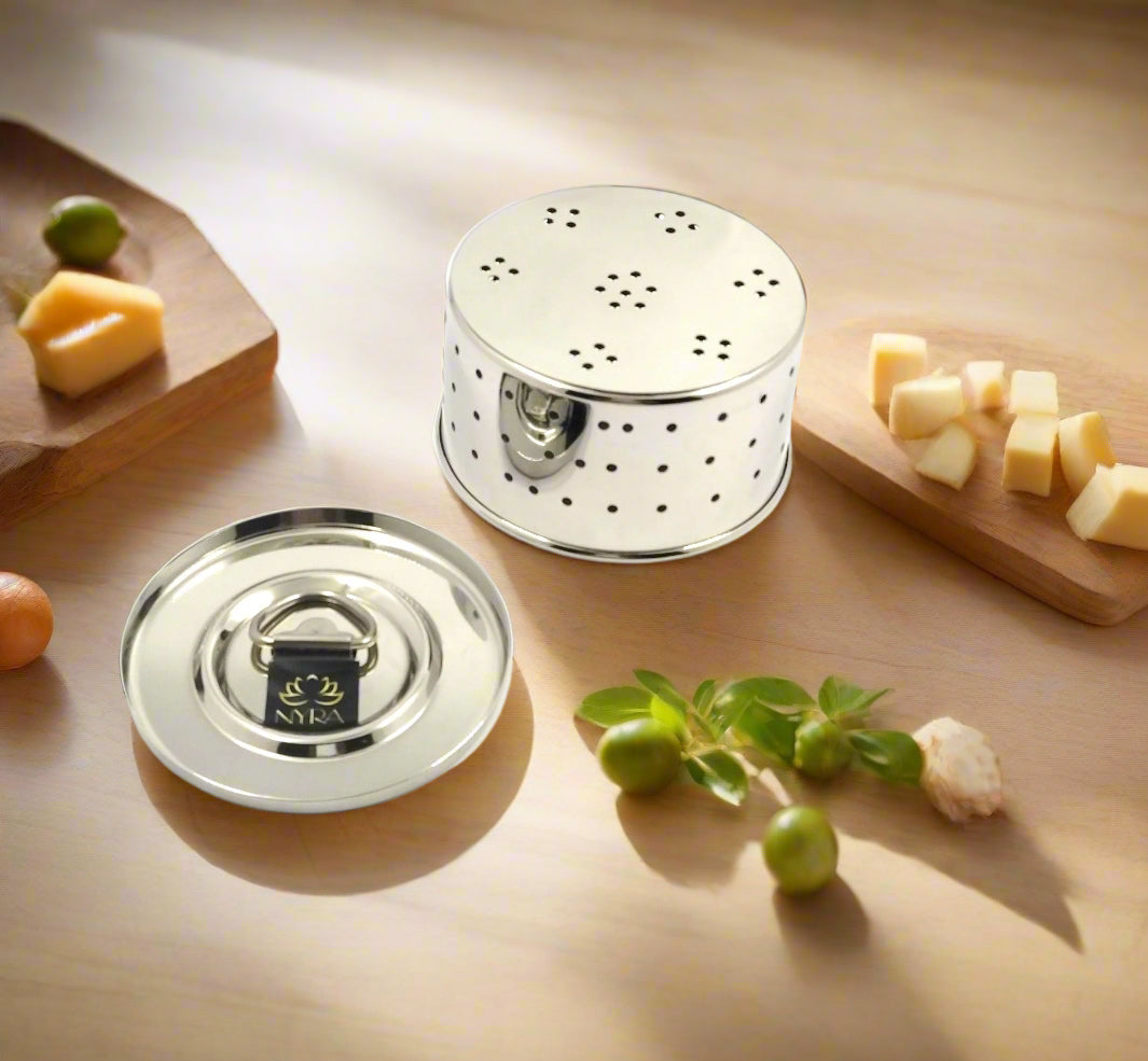 Stainless Steel Glossy-Finish Round Cheese/Paneer Maker - Quick Press Mould - 3 Sizes