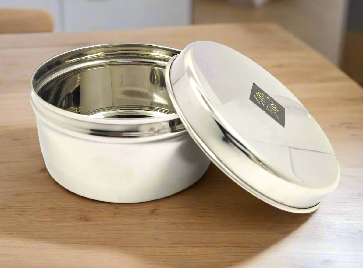 Stainless-Steel Box Round Storage Container (Gol Dibbi/Dabba)- Set of 3