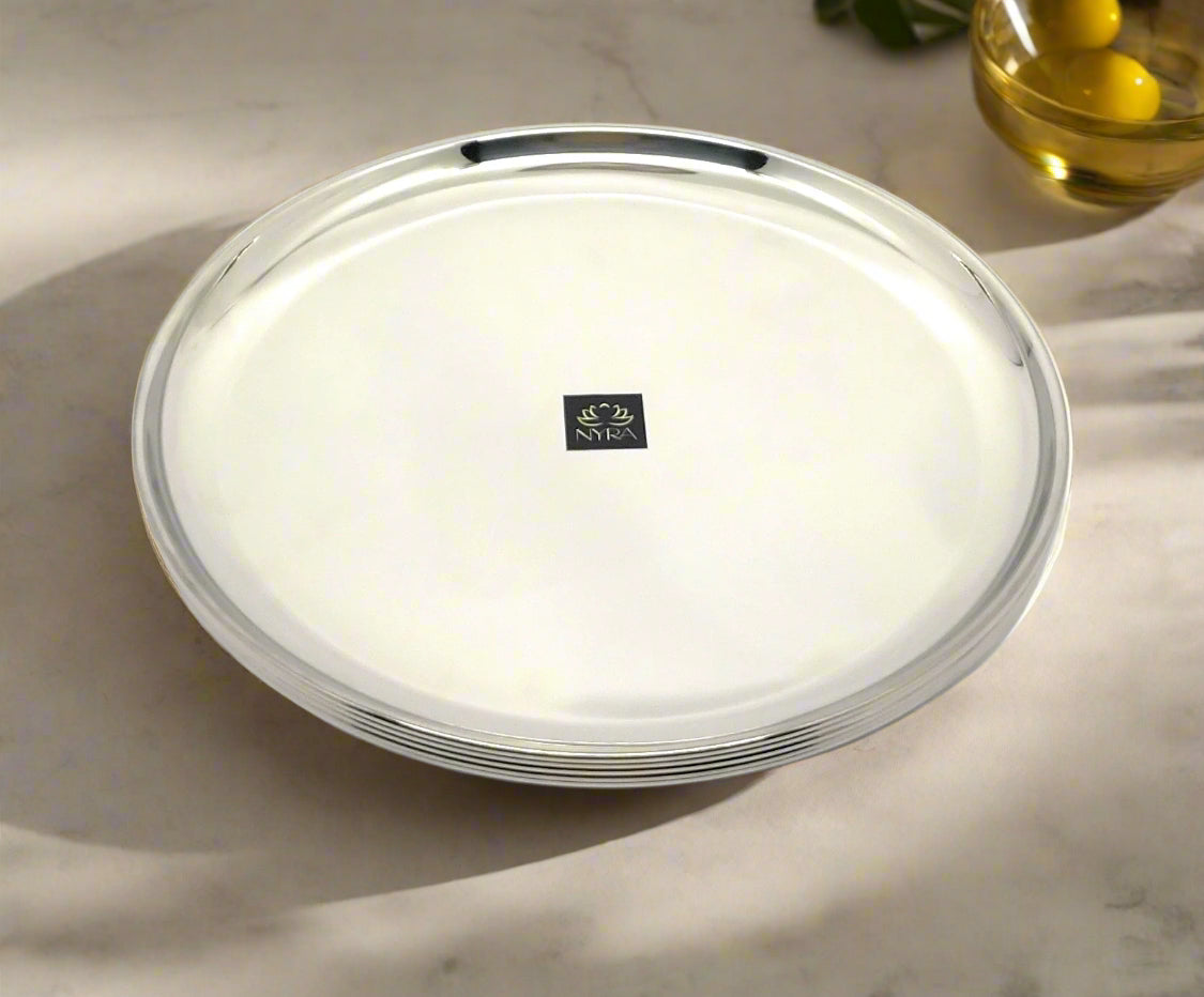 Stainless Steel Plates Set - Heavy Gauge Steel Lunch/Dinner Plates