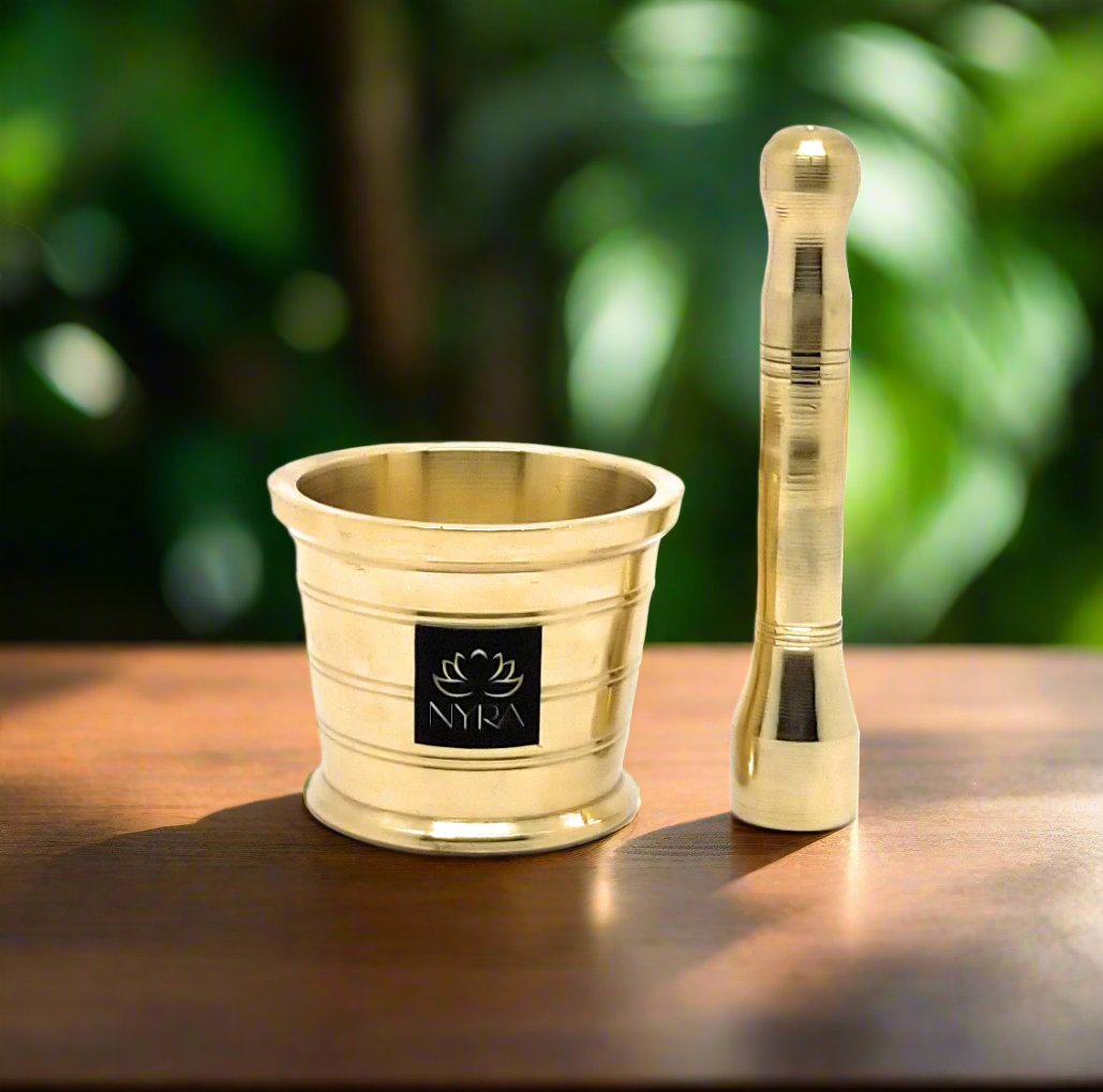 Pure Brass Mortar Pestle | Peetal Khal Batta – Traditional Hand Smasher for Grinding Spices |