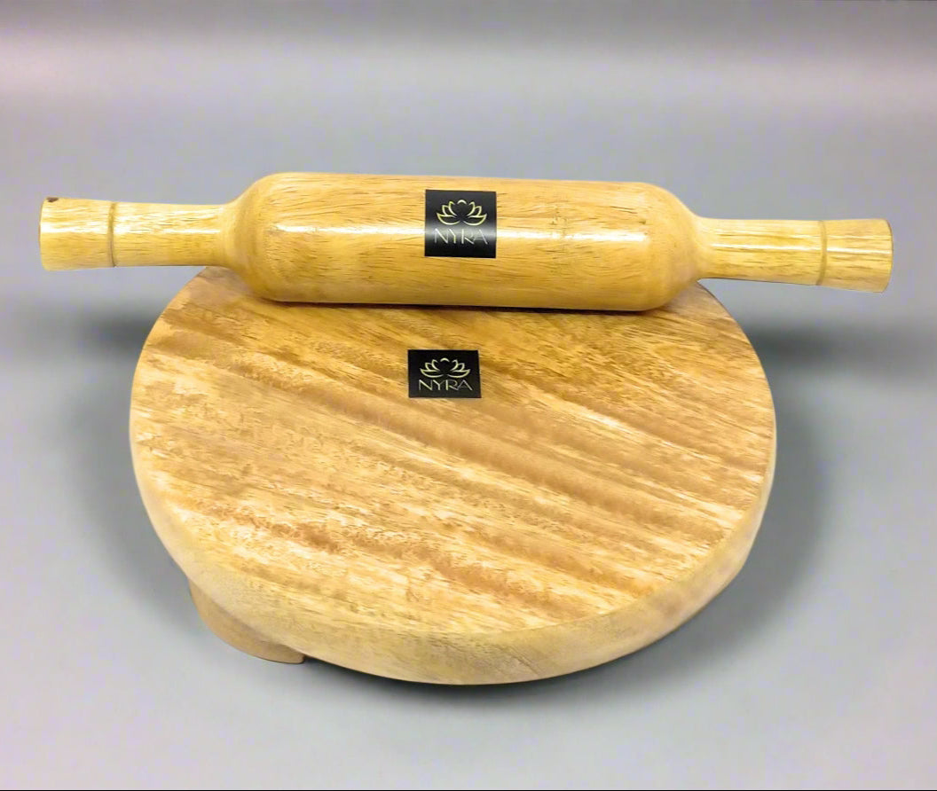 Wooden Belan and Chakla Set for Kitchen | Rolling Pin and Board for Roti, Paratha, Chapati Making