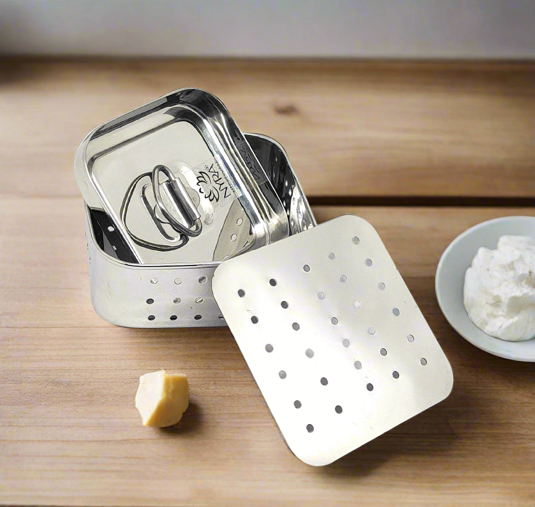 Premium Stainless Steel-square Paneer Maker | Mould & Strainer with Top Press Lid for Homemade Paneer