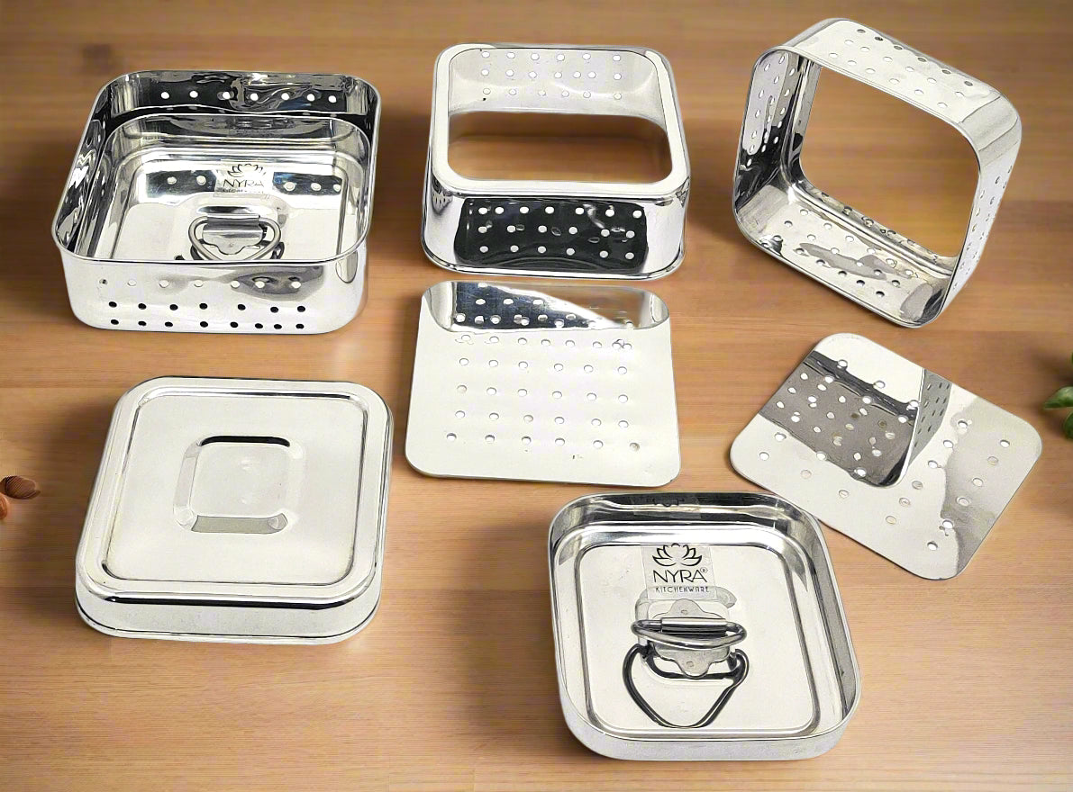 Premium Stainless Steel-square Paneer Maker | Mould & Strainer with Top Press Lid for Homemade Paneer