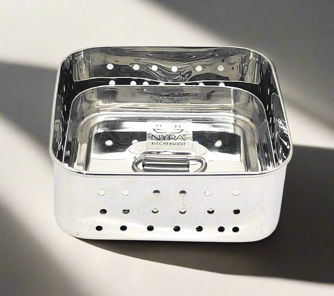 Premium Stainless Steel-square Paneer Maker | Mould & Strainer with Top Press Lid for Homemade Paneer