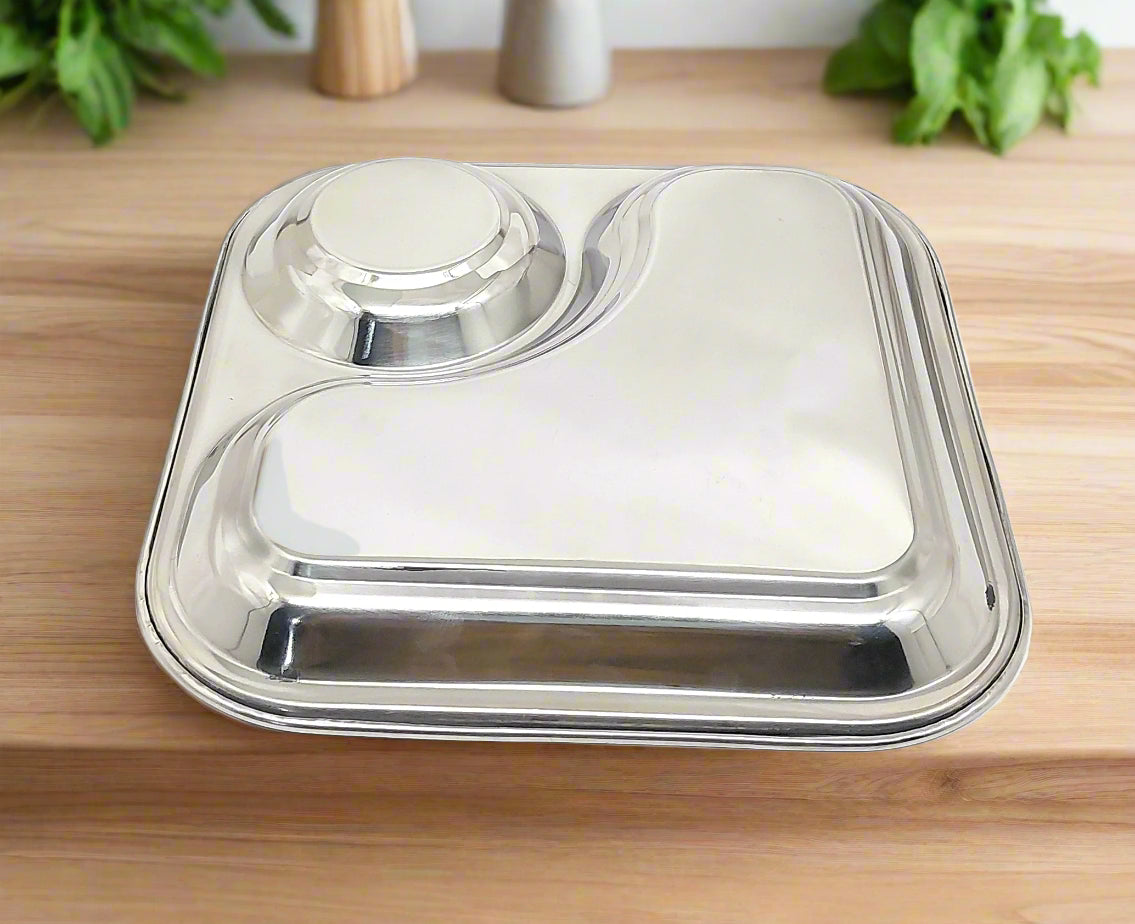 Stainless Steel 2 in 1 snacks Plate