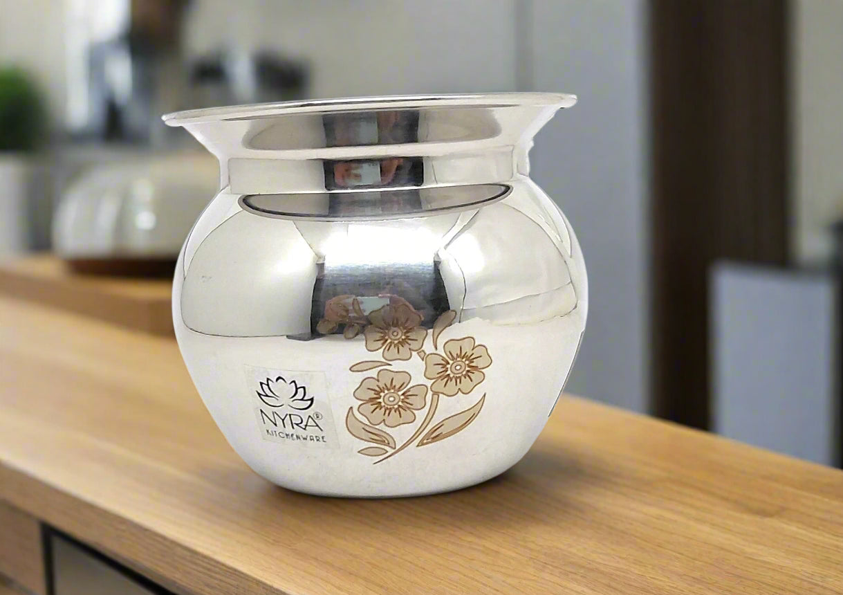 Stainless Steel Laser Printed Lota | Steel Multipurpose Kalash