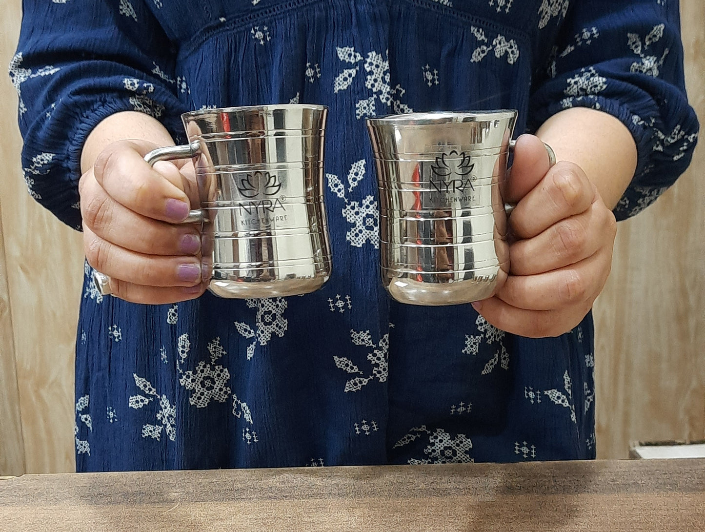 Stainless Steel Double-Walled Tea/Coffee Mug Set – Insulated/Elegant Design/Glossy Finish Cups