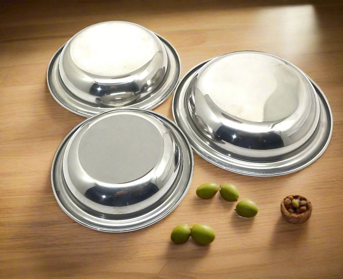 Stainless Steel Dahivada Serving Bowl | Deep Round Bowls for Serving and Dining - Available in 3 Sizes | Set of 6 pcs