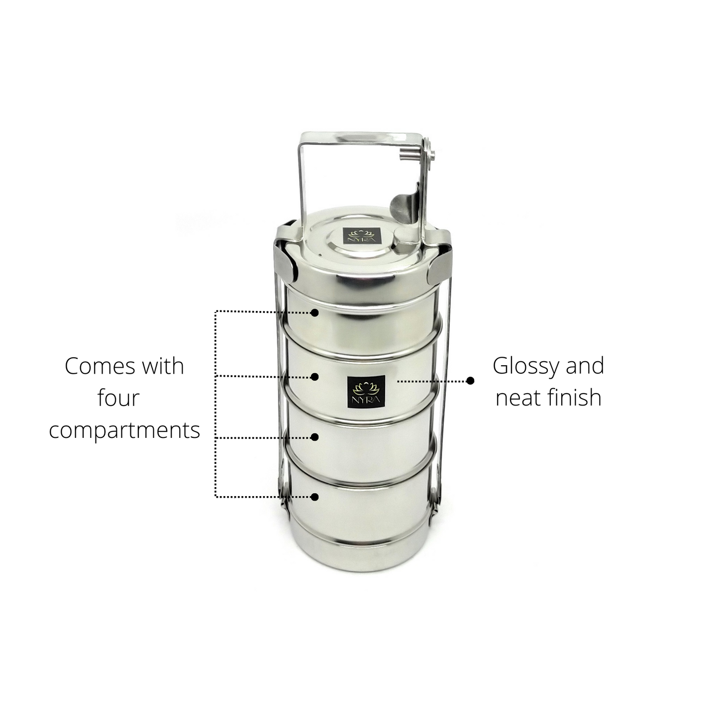 features of Stainless Steel Food Grade 4 Meal Containers Tiffin/Lunch Box