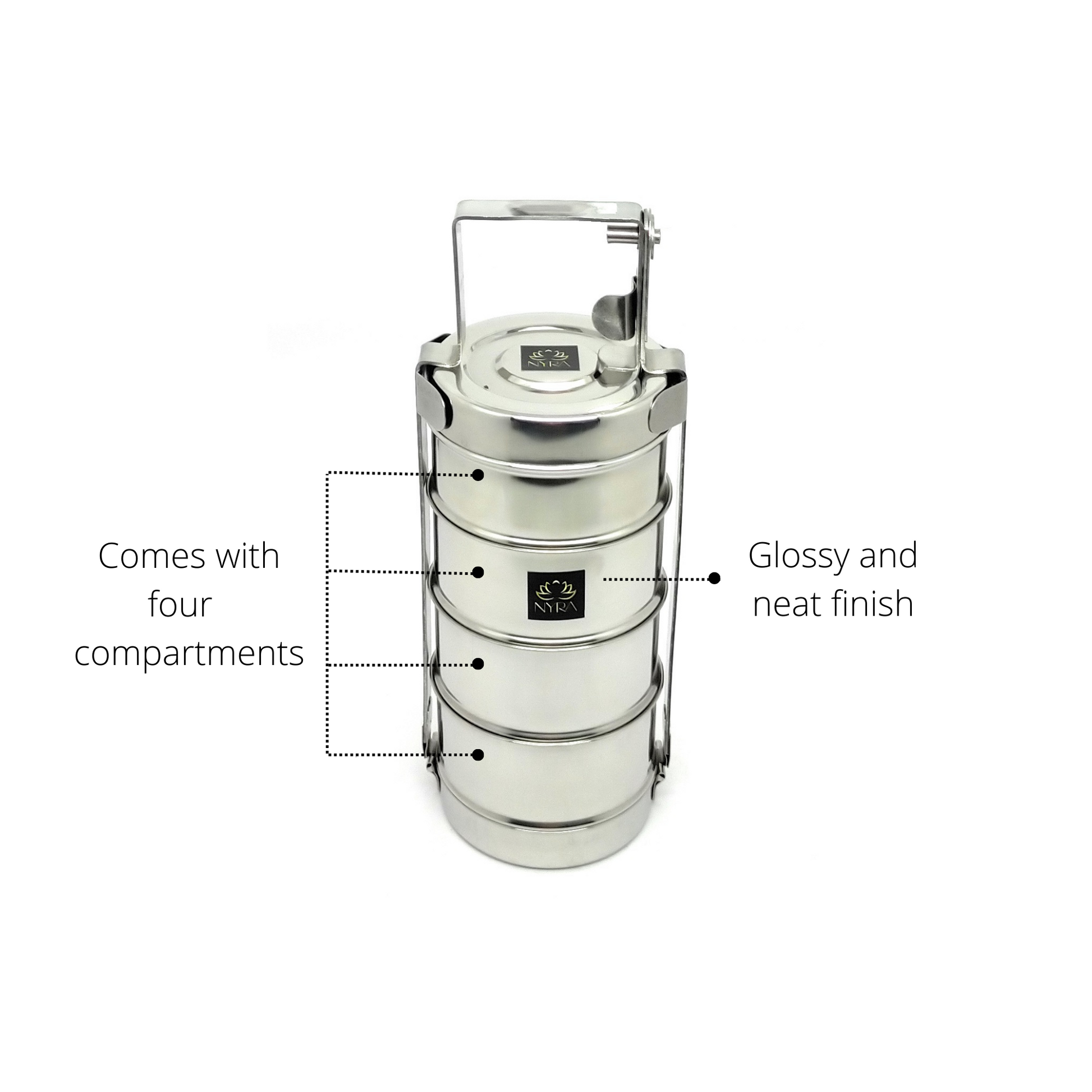 features of Stainless Steel Food Grade 4 Meal Containers Tiffin/Lunch Box
