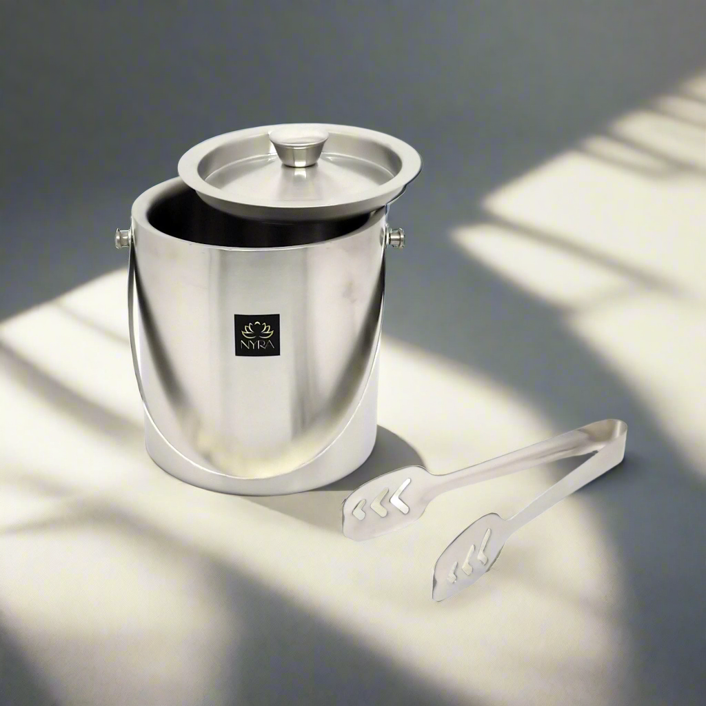 Stainless Steel Ice Bucket with Lid & Tong