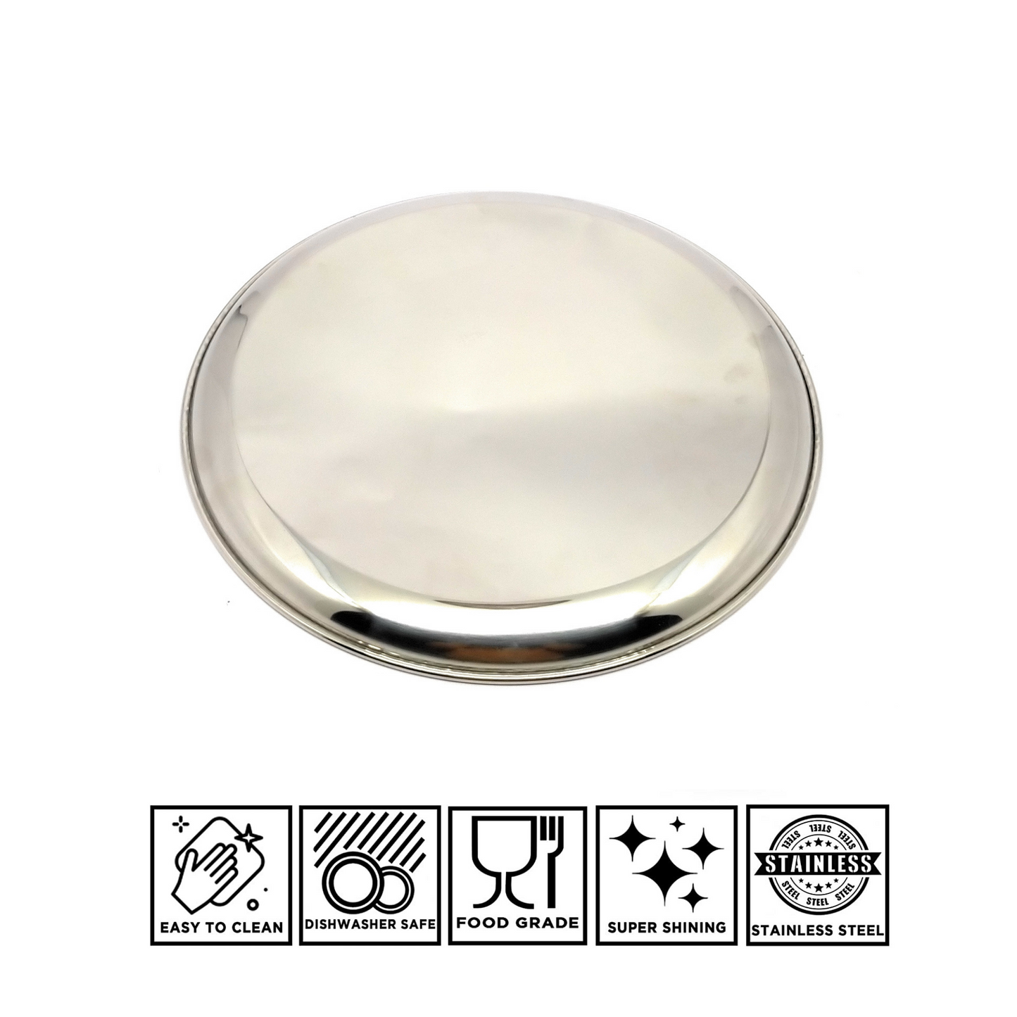 Stainless Steel Plates Set - Heavy Gauge Steel Lunch/Dinner Plates