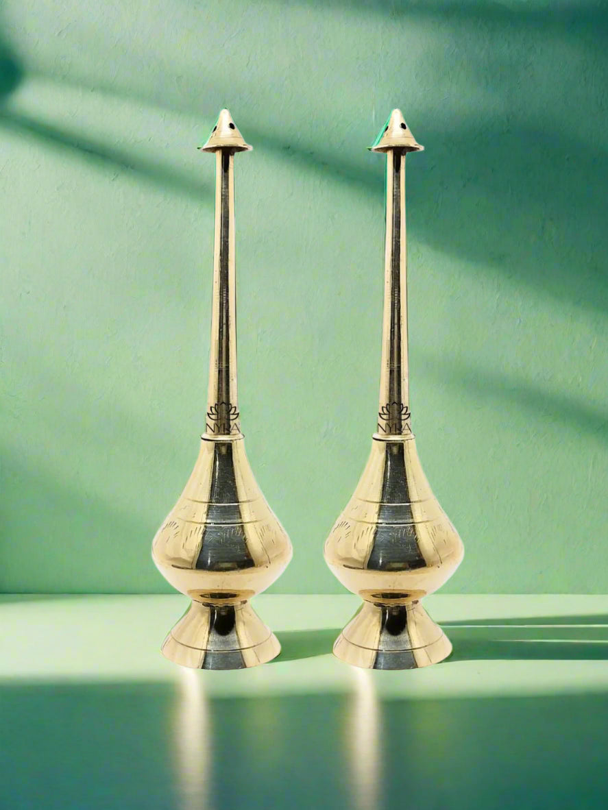 Brass/Peetal Sprinkler Bottle for Ganga Jal, Rose water and Perfume for Traditional Rituals