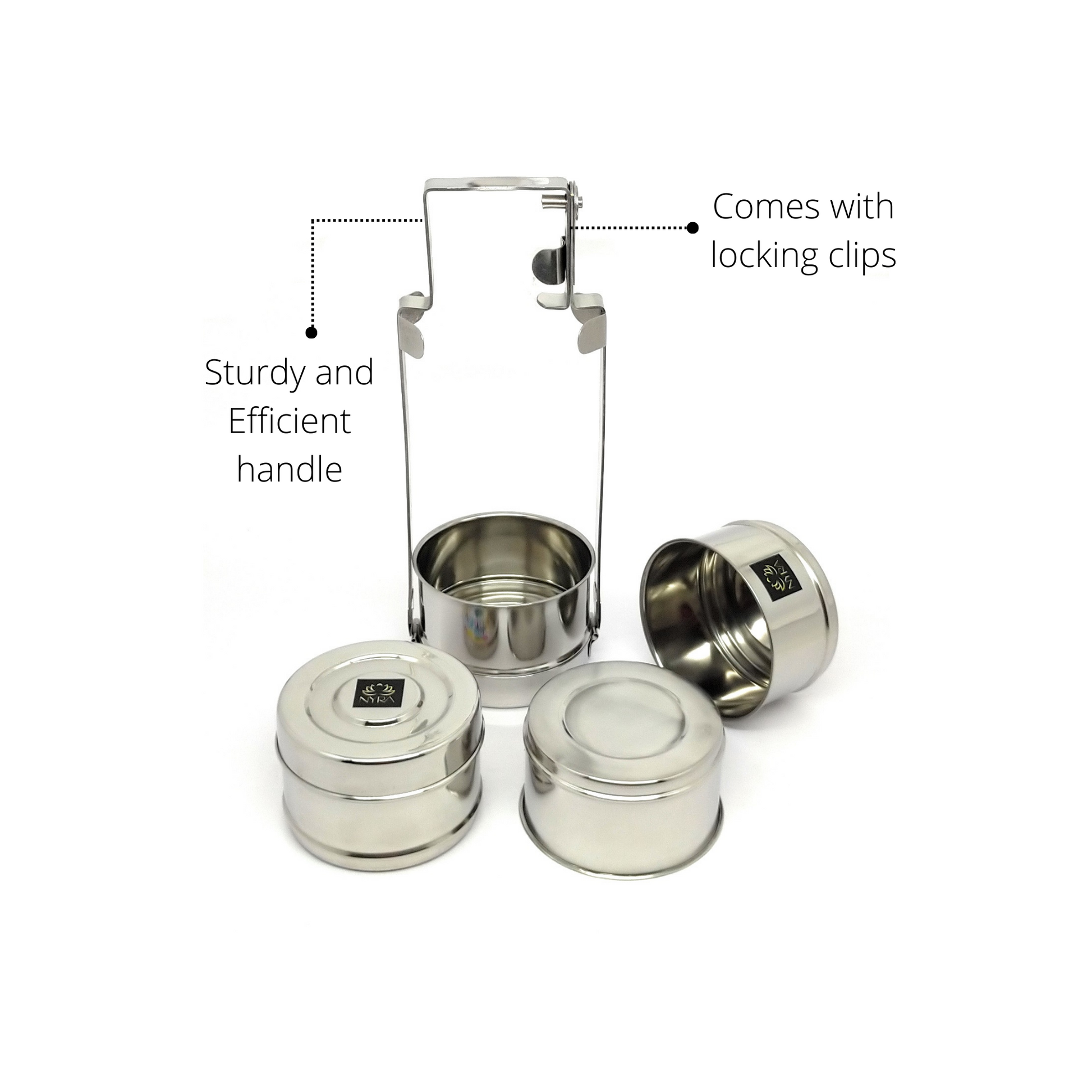 Stainless Steel Food Grade 4 Meal Containers Tiffin/Lunch Box