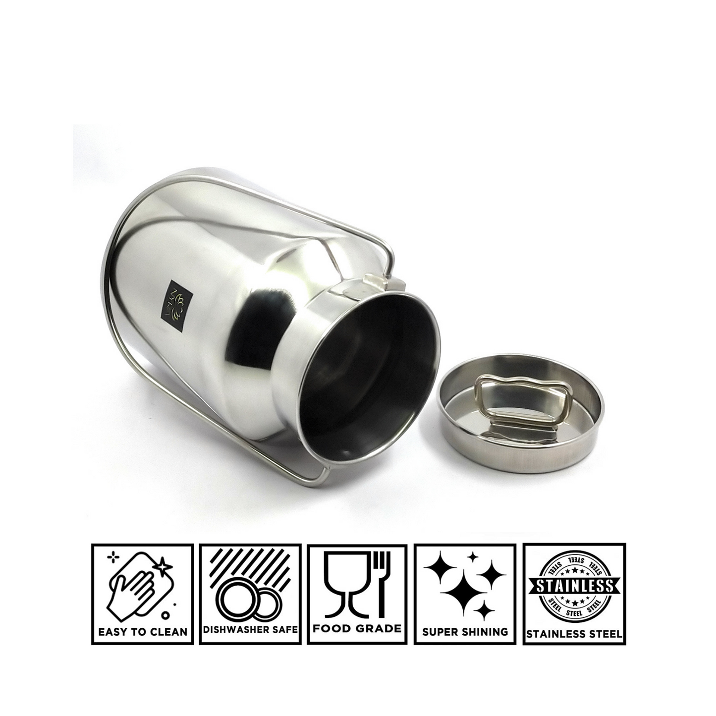 Premium Stainless Steel Milk & Oil Container with Lid – Durable Storage Solution - 6 Sizes