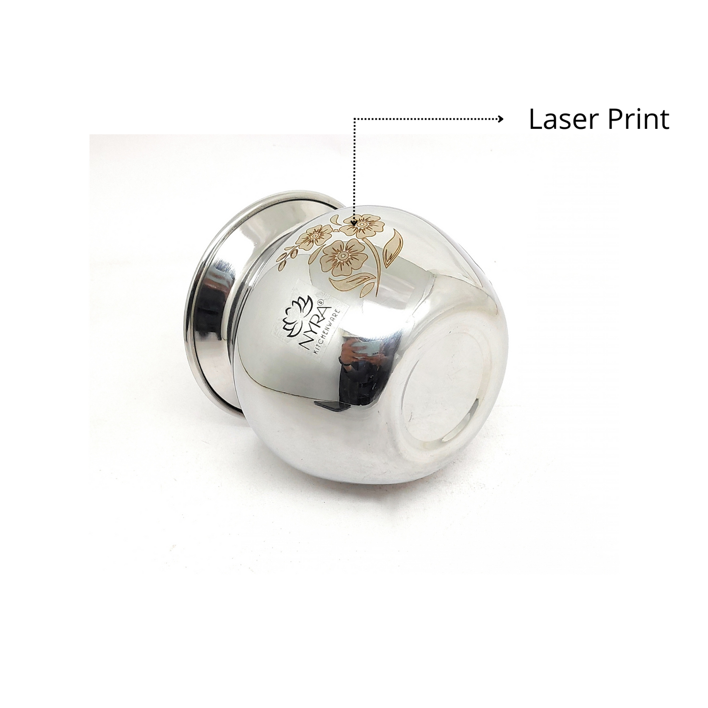 Stainless Steel Laser Printed Lota | Steel Multipurpose Kalash