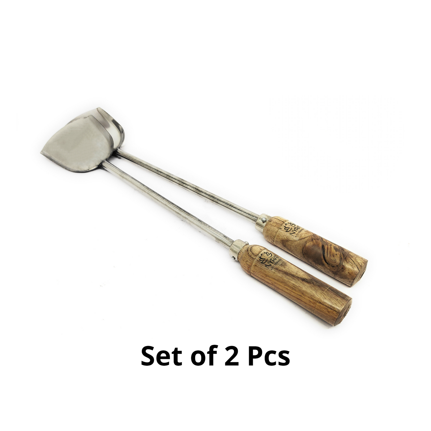 Stainless Steel Chinese Spatula/Palta – Durable Kitchen Tool with Ergonomic Wooden Handle