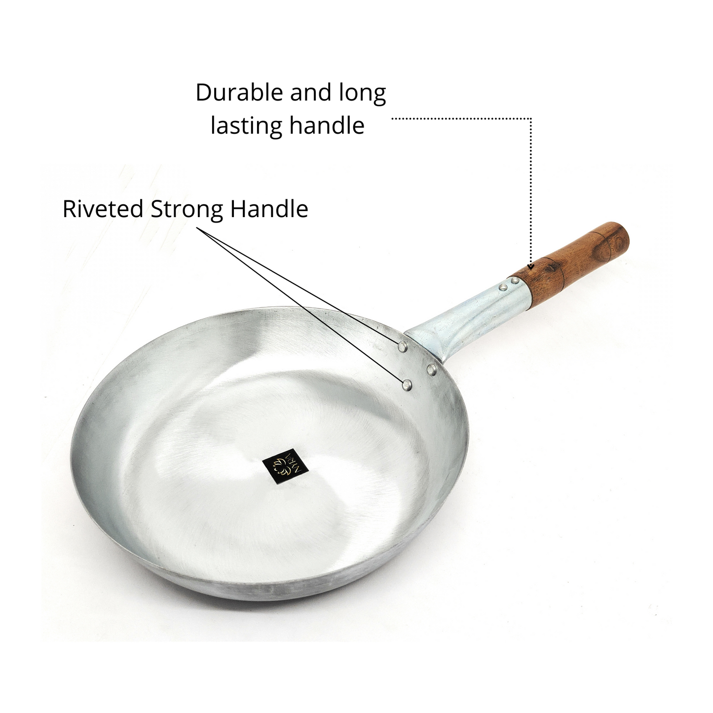 Iron Chinese Fry Pan with Wooden Handle - 4 Sizes