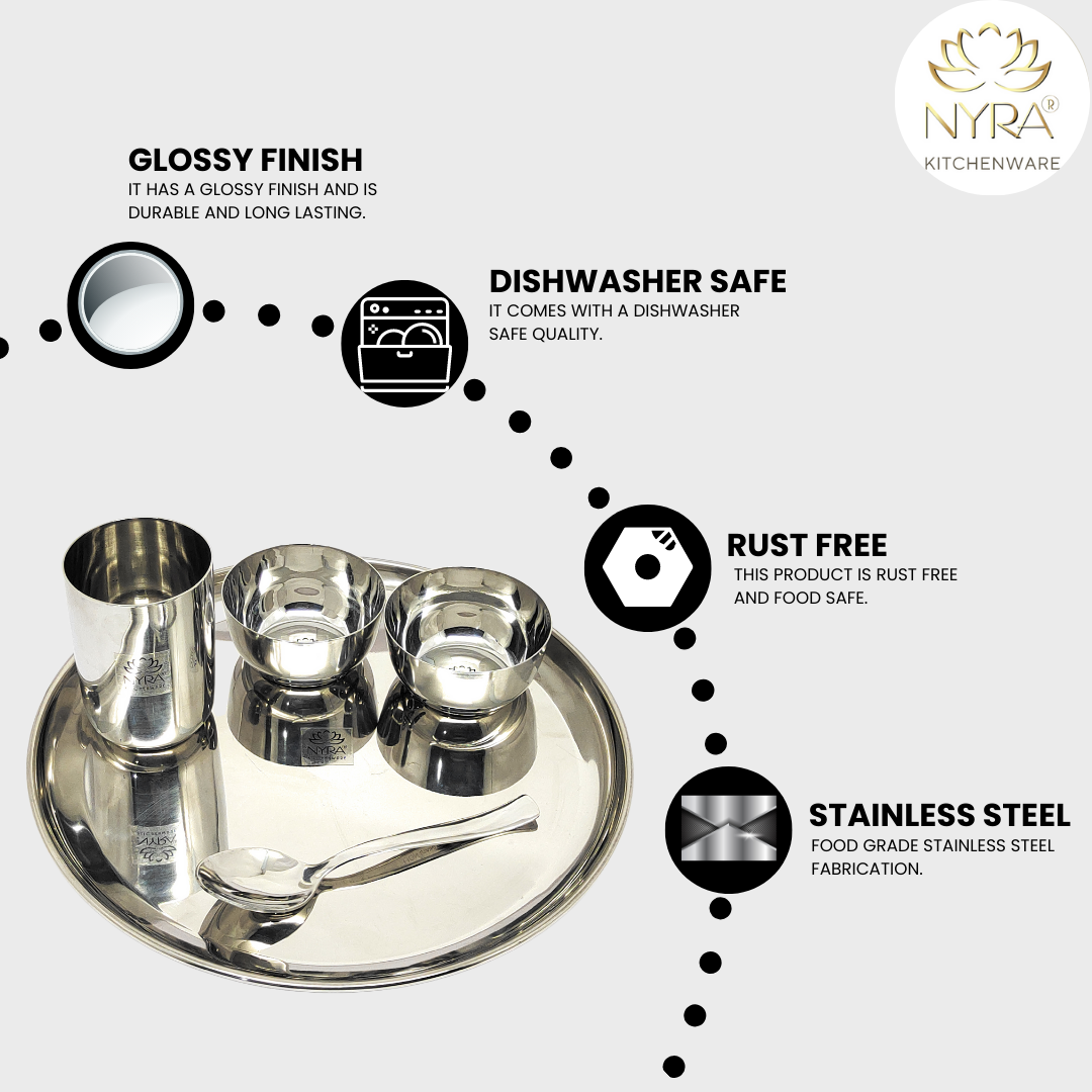 Features of Stainless Steel Premium Thali/Dinner Set of 5-pcs.