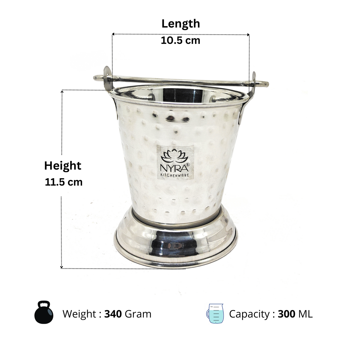 Dimensions of Stainless Steel mini-serving Balti