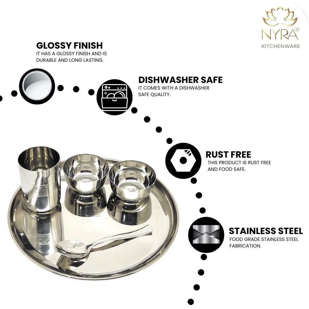 Features of Stainless Steel Premium Thali/Dinner Set of 7-Pieces