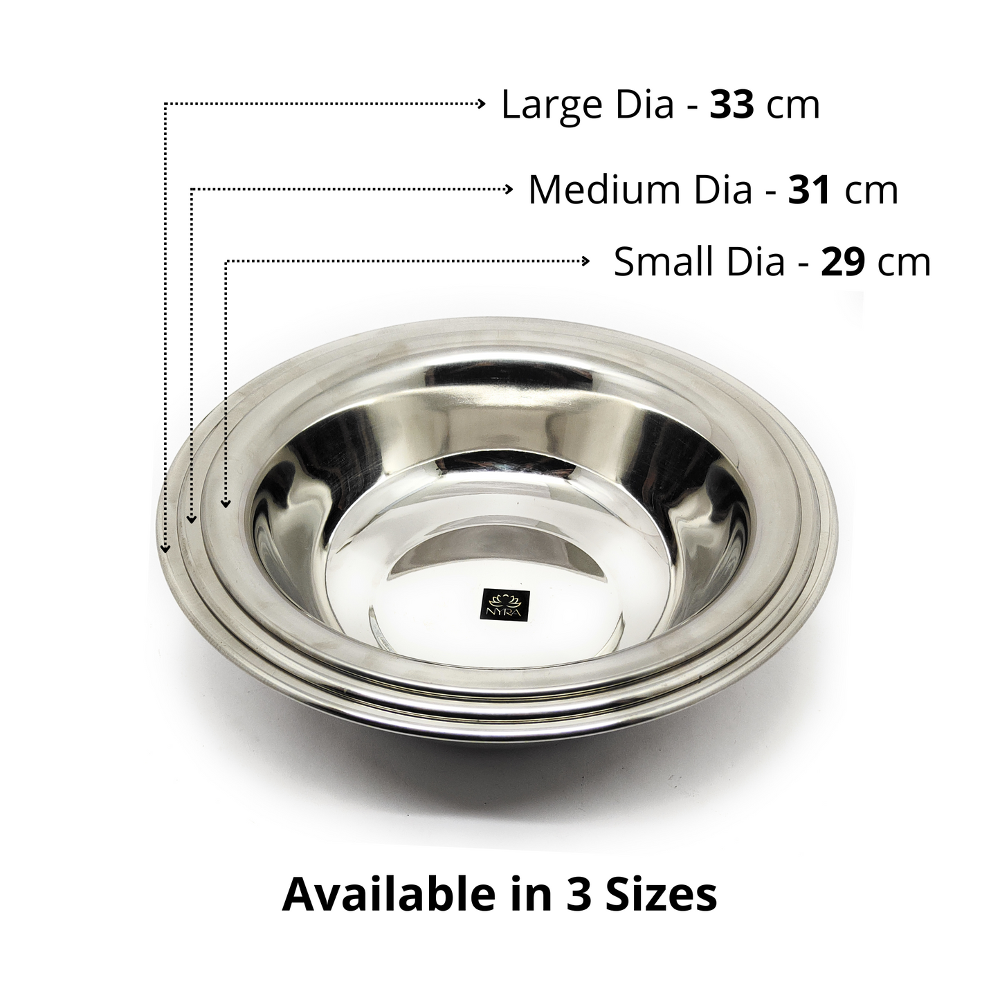 Different sizes of Stainless Steel Modern Plain Multipurpose Mixing Bowl