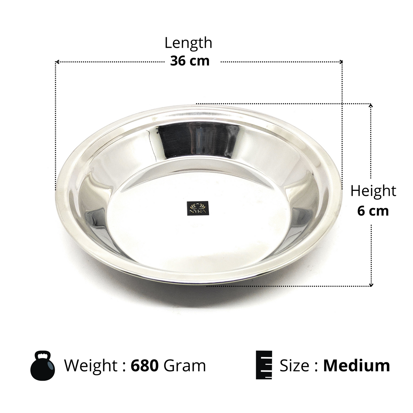 Stainless Steel Solid Parat for Dough/Flour Kneading - Heavy Gauge Atta Parat