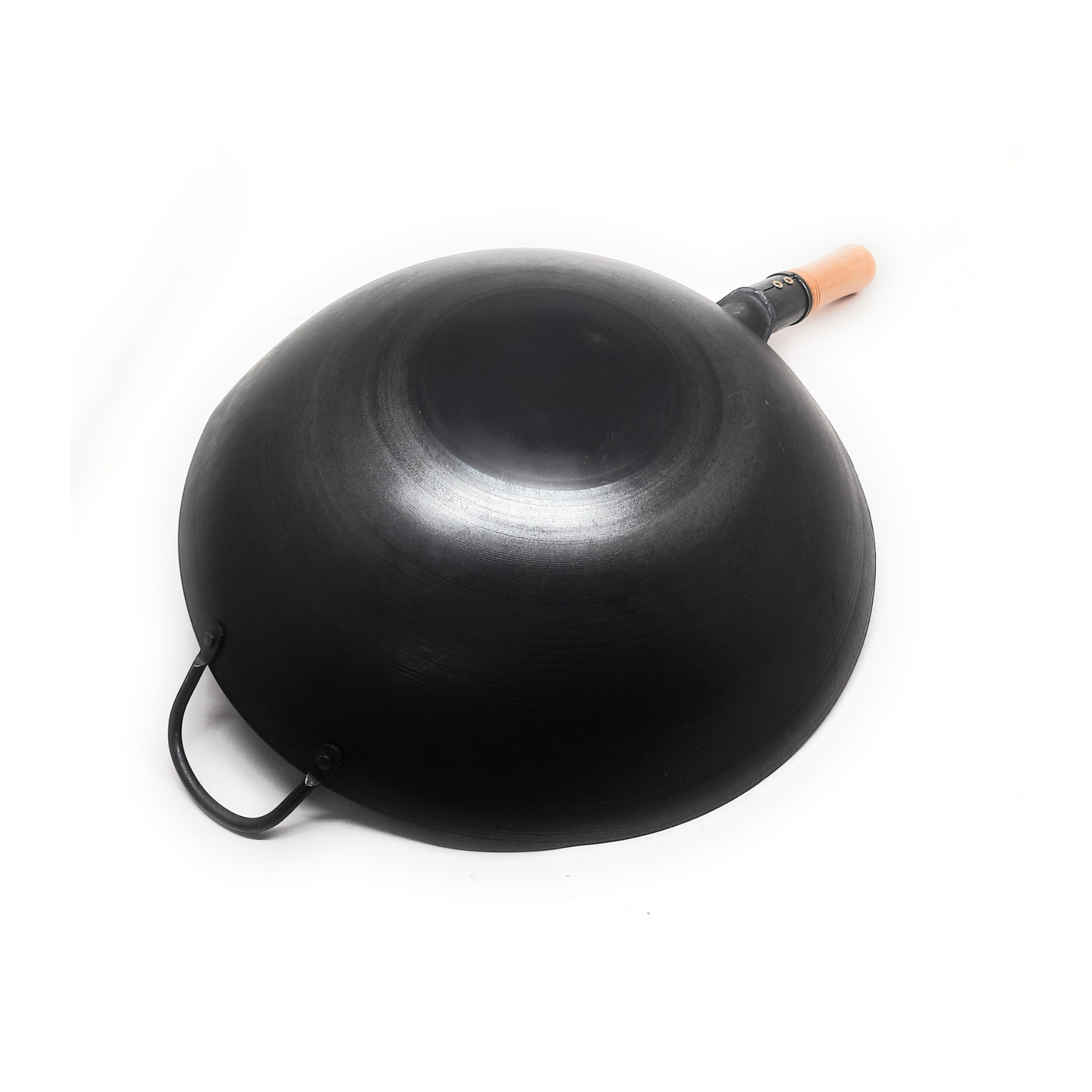 Traditional Loha Kadhai (Iron Wok) with Wooden Handle | Pre-Seasoned for Chinese Cooking