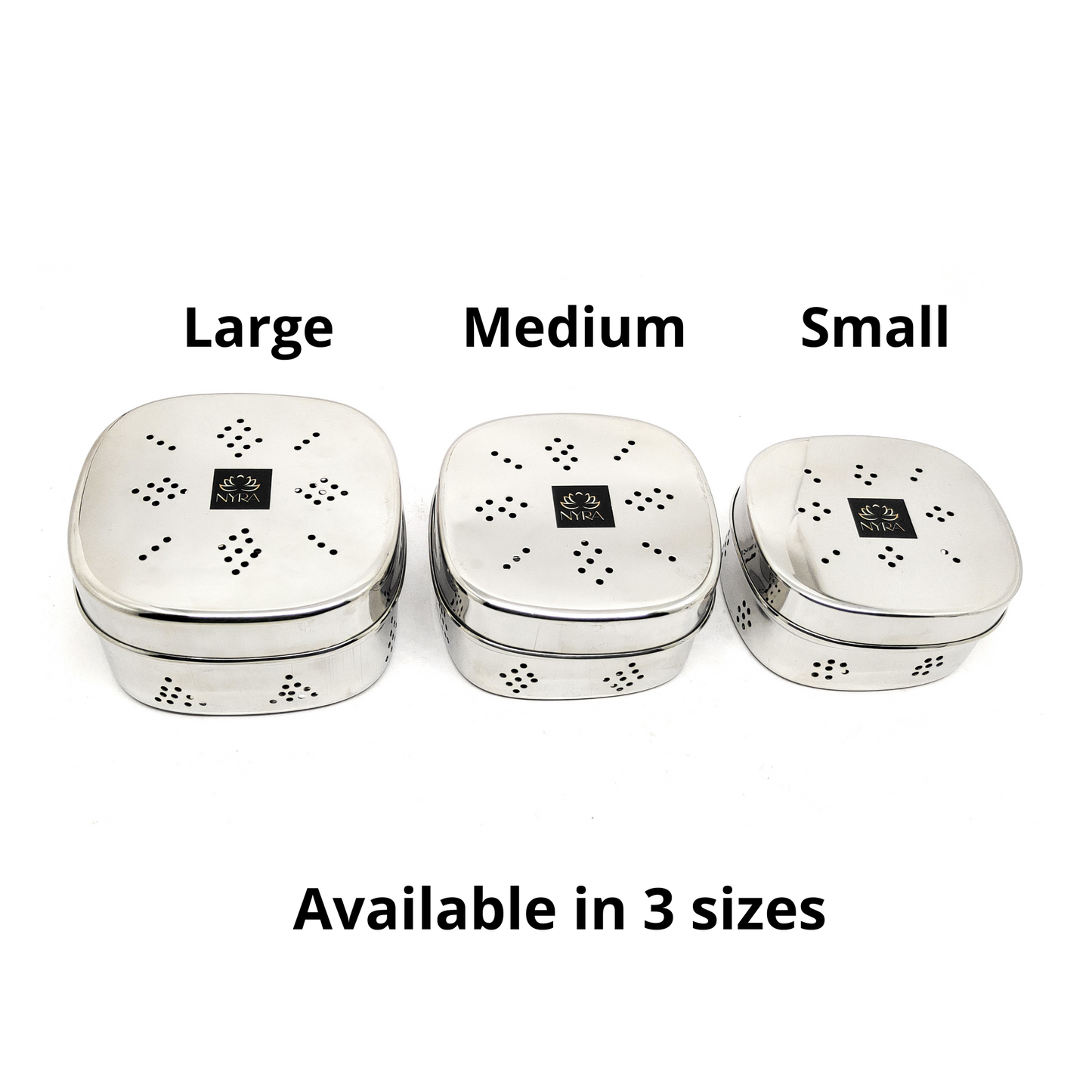 Stainless Steel Square Coriander Storage Container - 3 Size