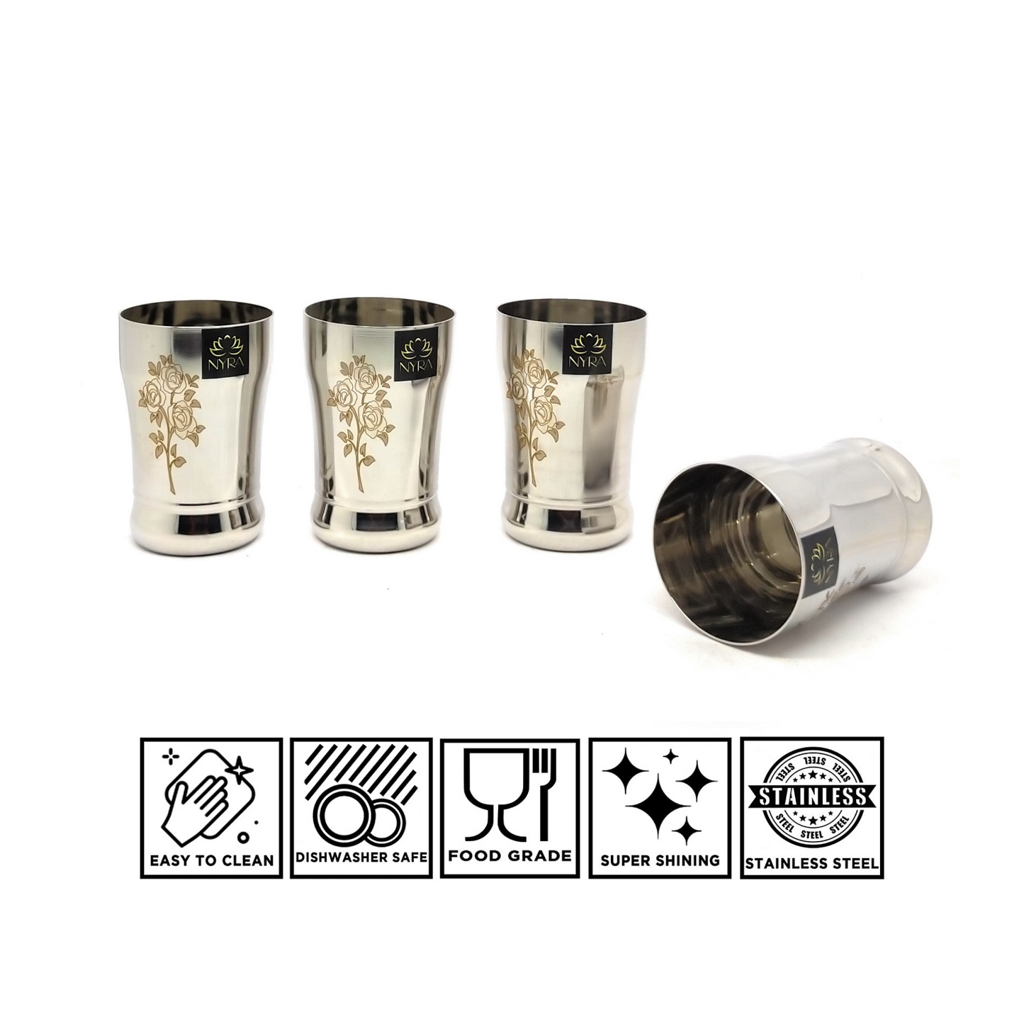 Stainless Steel Glass /Tumbler for Water 400 ML each