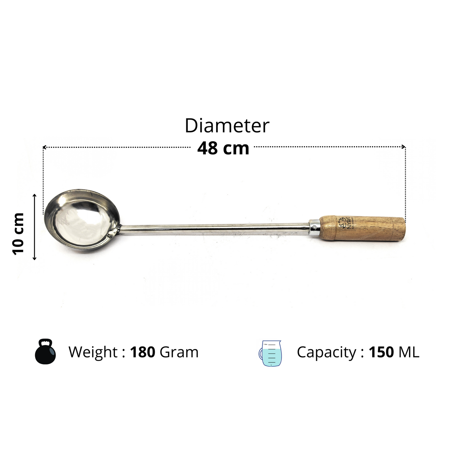 Stainless Steel Ladle/Golchi/Chamcha with Wooden Handle - Premium Serving Kitchen Tool Set