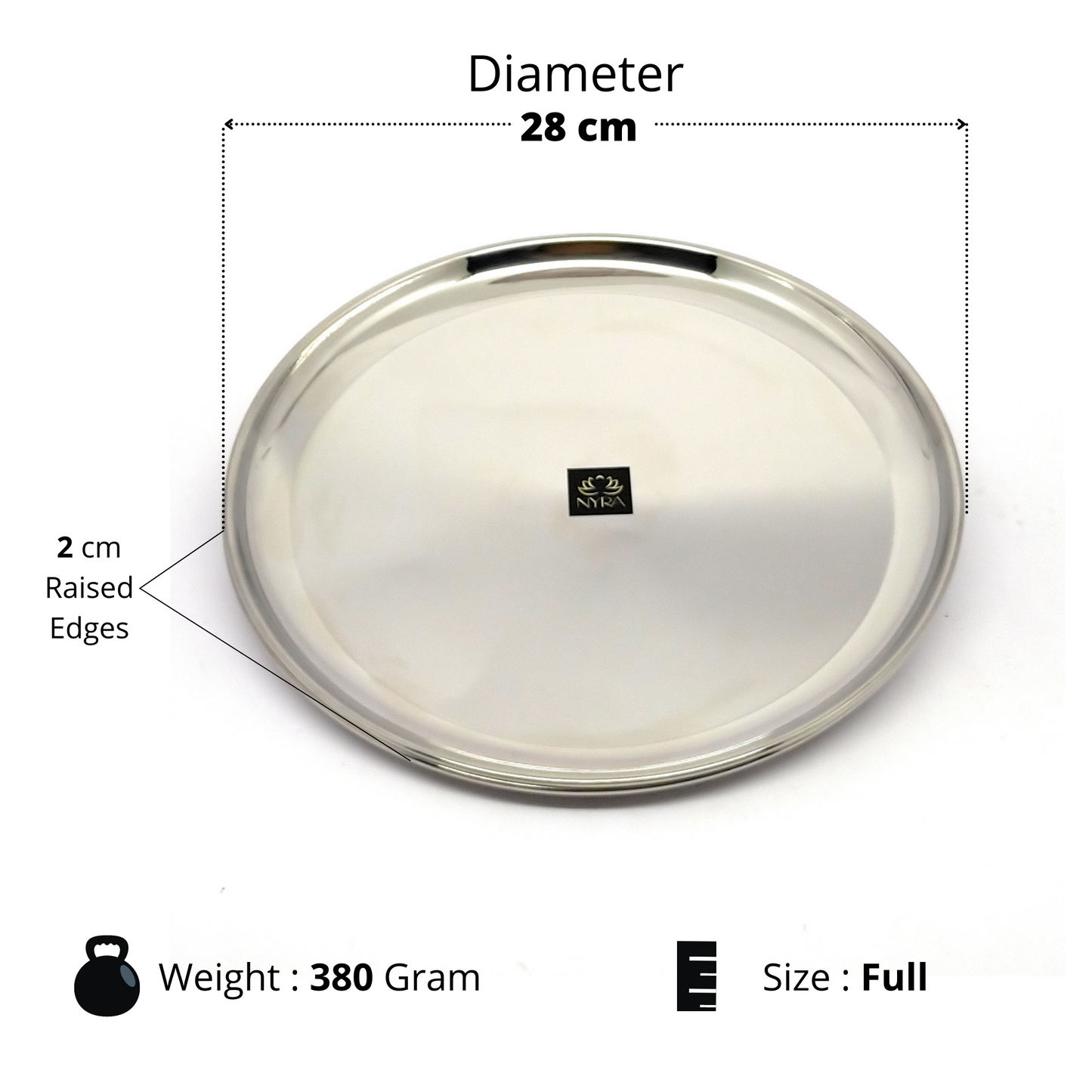 Stainless Steel Plates Set - Heavy Gauge Steel Lunch/Dinner Plates