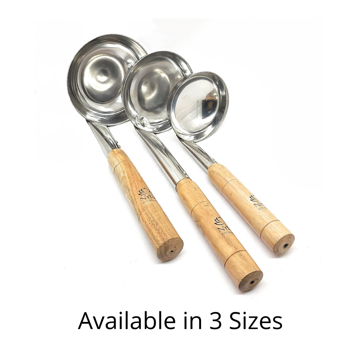 Stainless Steel Ladle with Wooden Handle – Premium Cooking & Serving Spoon