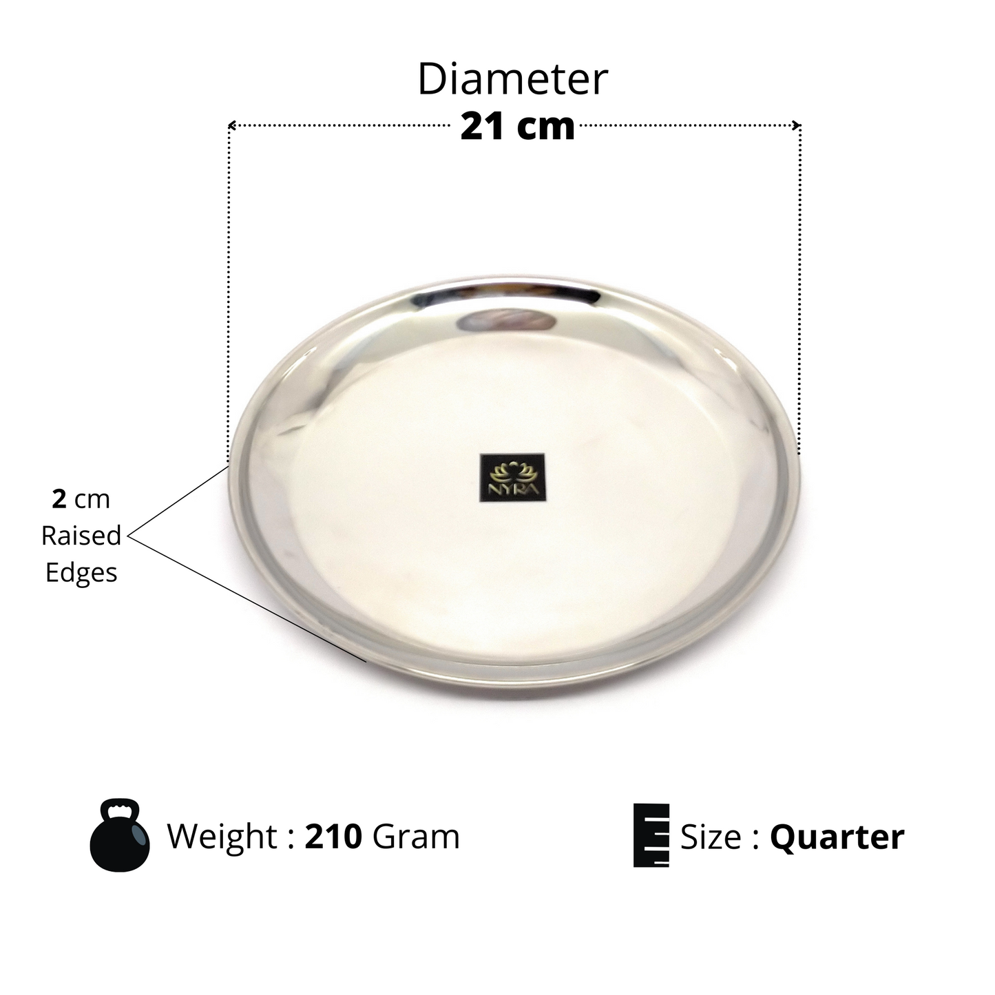 Stainless Steel Plates Set - Heavy Gauge Quarter Plates