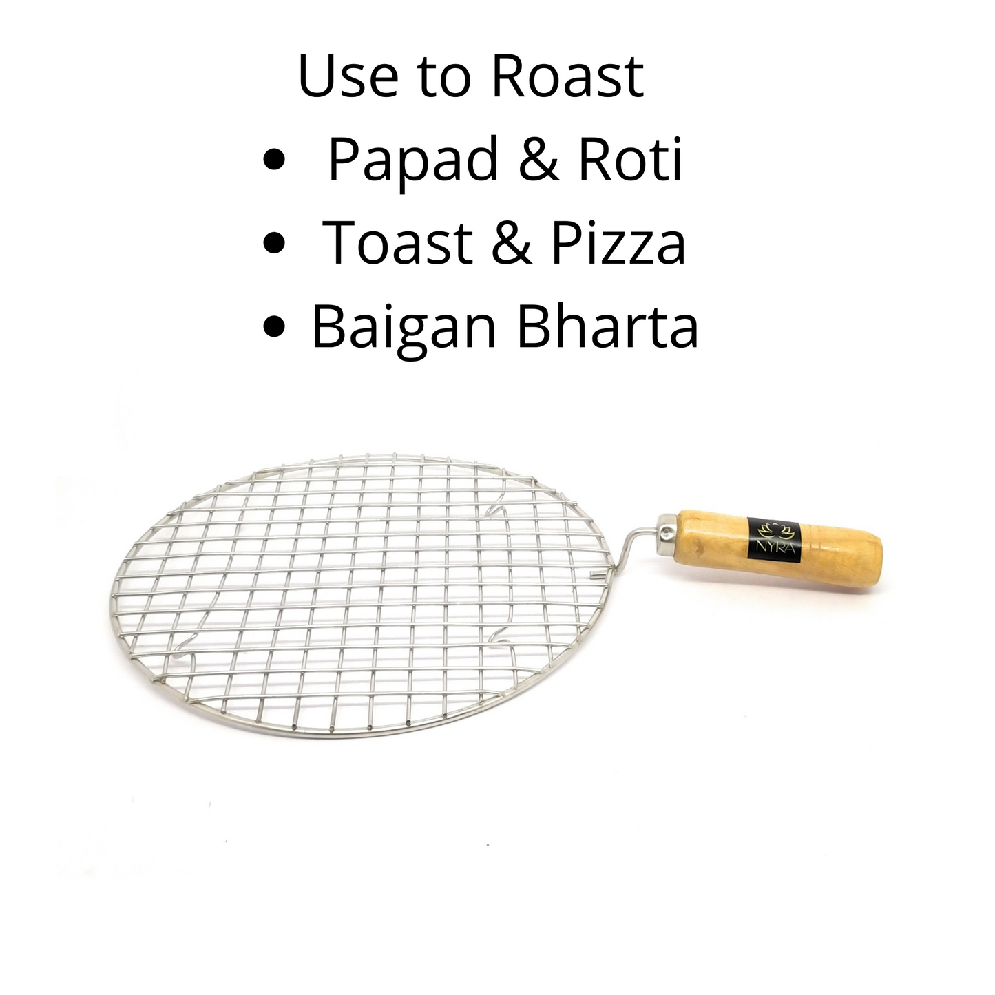 Stainless Steel Round Grill Roaster with Wooden Handle – Set of 2pcs.