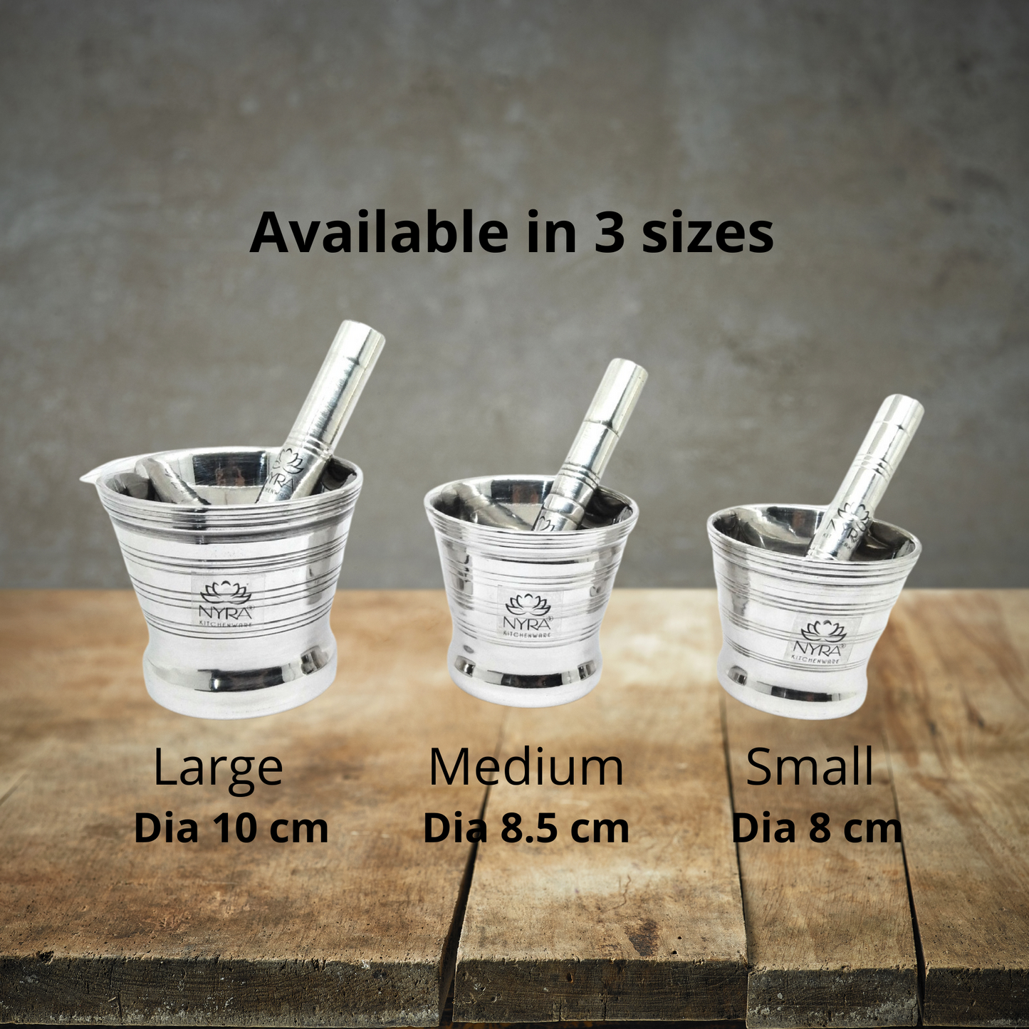 Stainless Steel Mortar & Pestle Set Available in three sizes