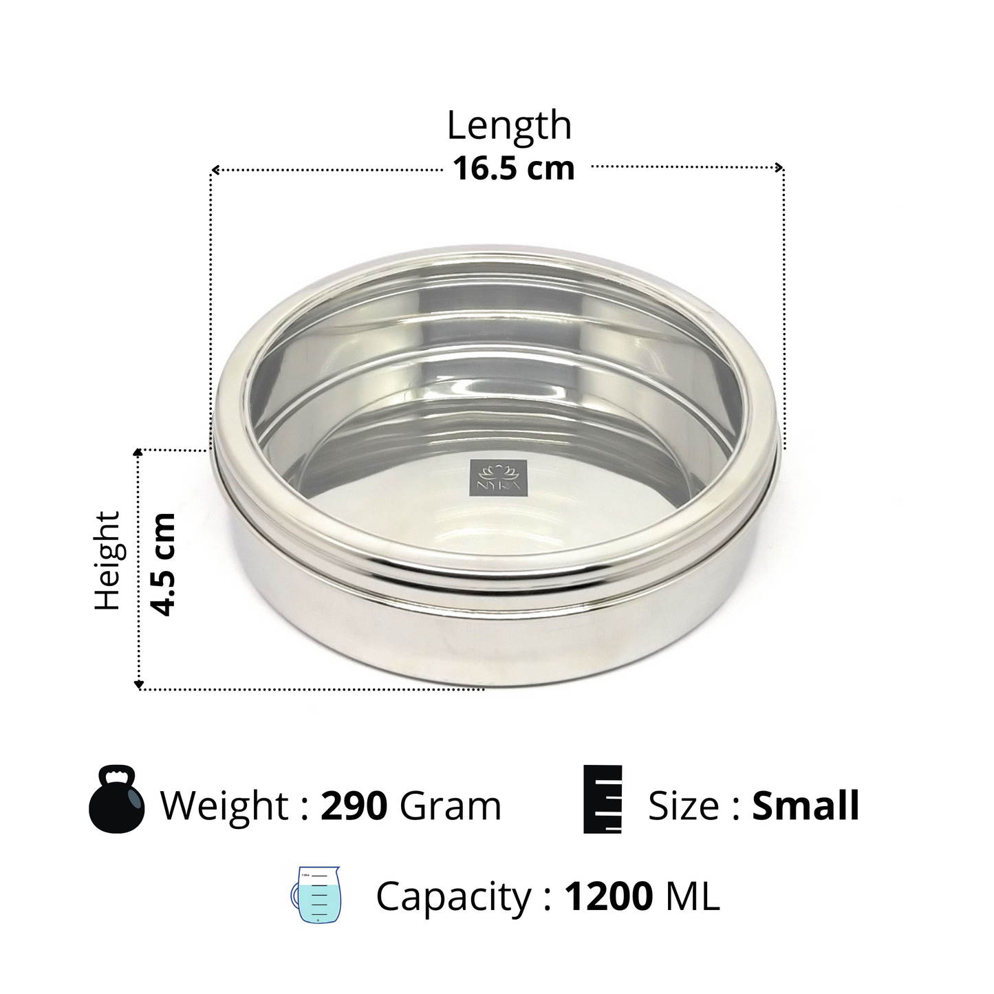 Stainless Steel Storage-Box with See Through Lid | Glossy Finish - Multipurpose Storage Container