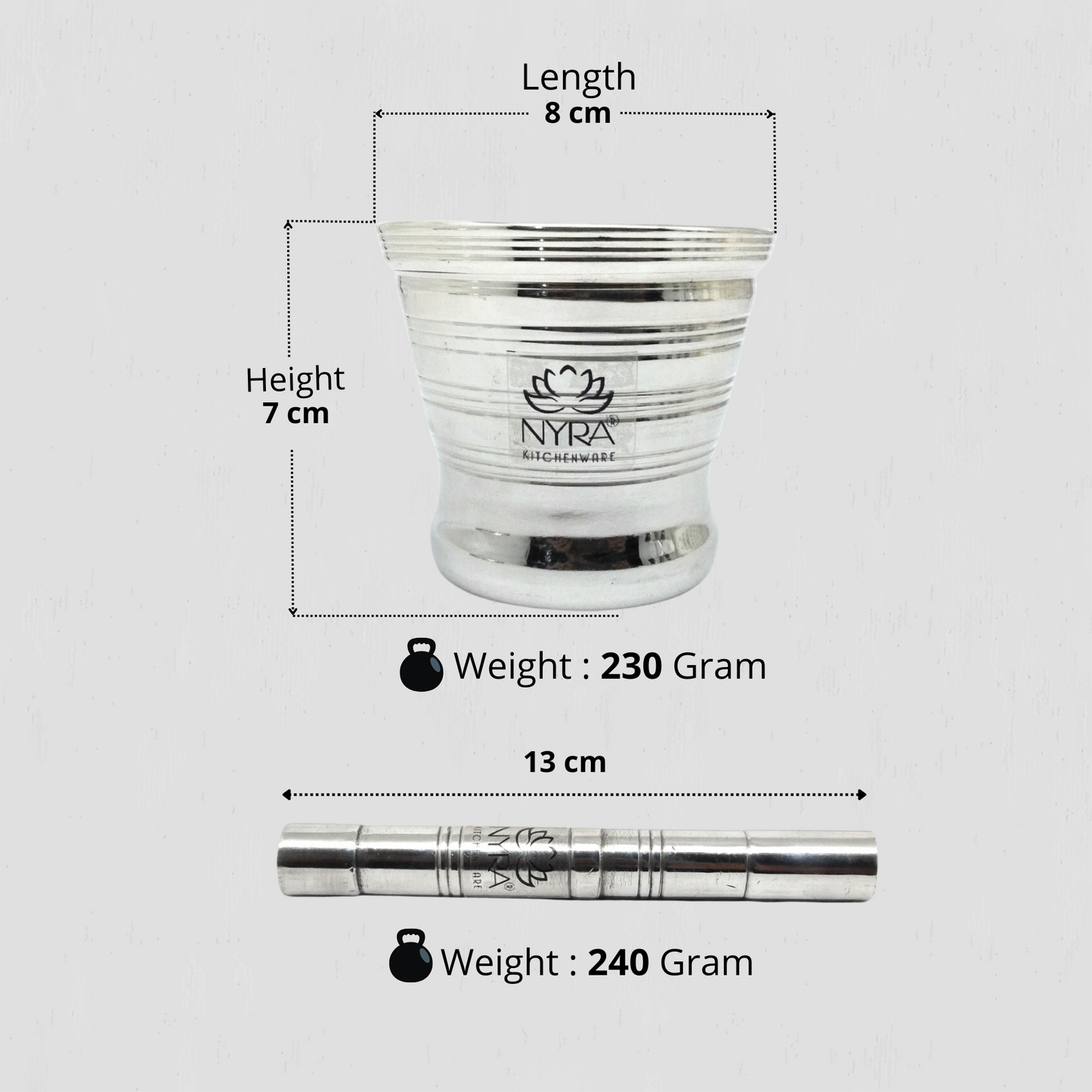 dimensions of Stainless Steel Mortar & Pestle Set