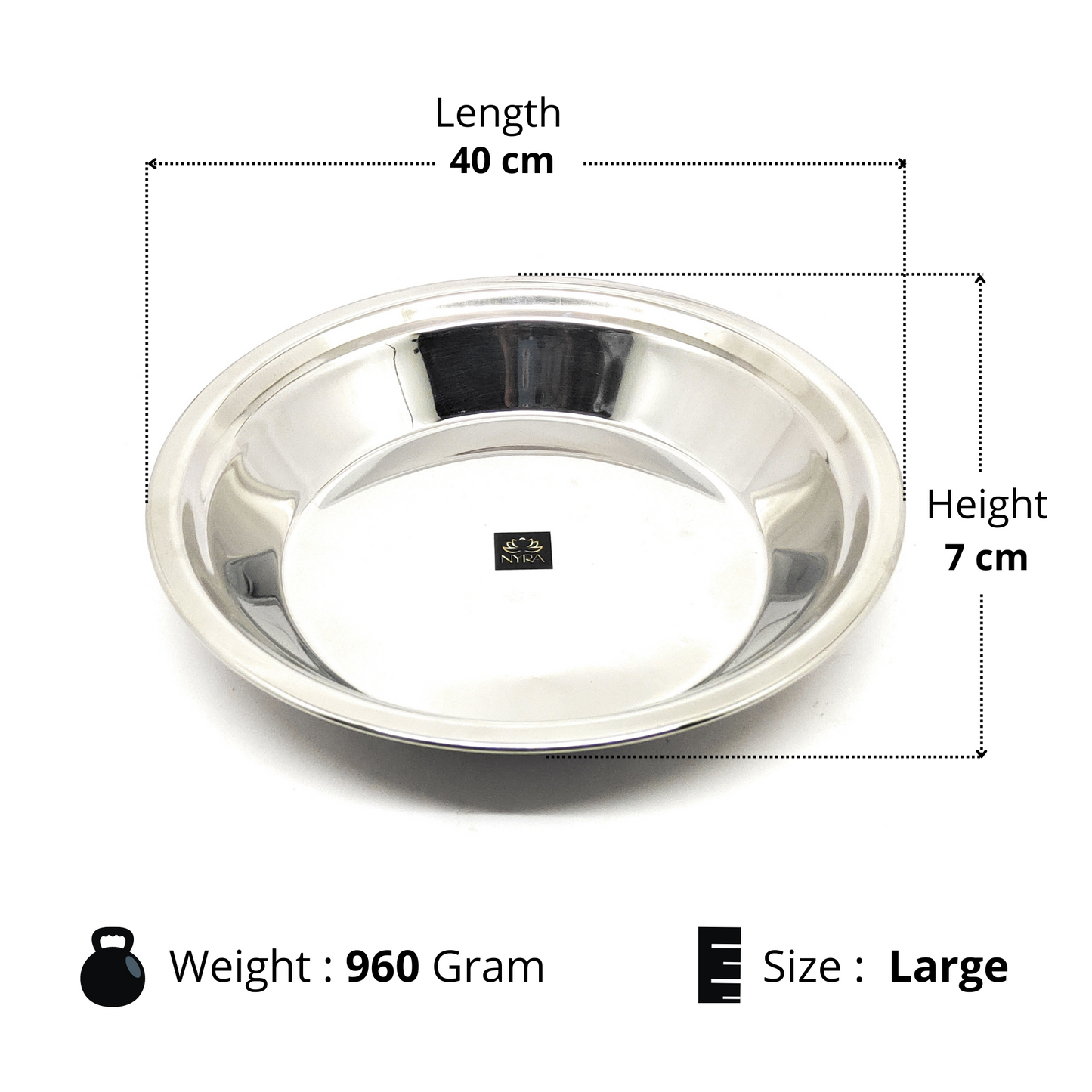 Stainless Steel Solid Parat for Dough/Flour Kneading - Heavy Gauge Atta Parat