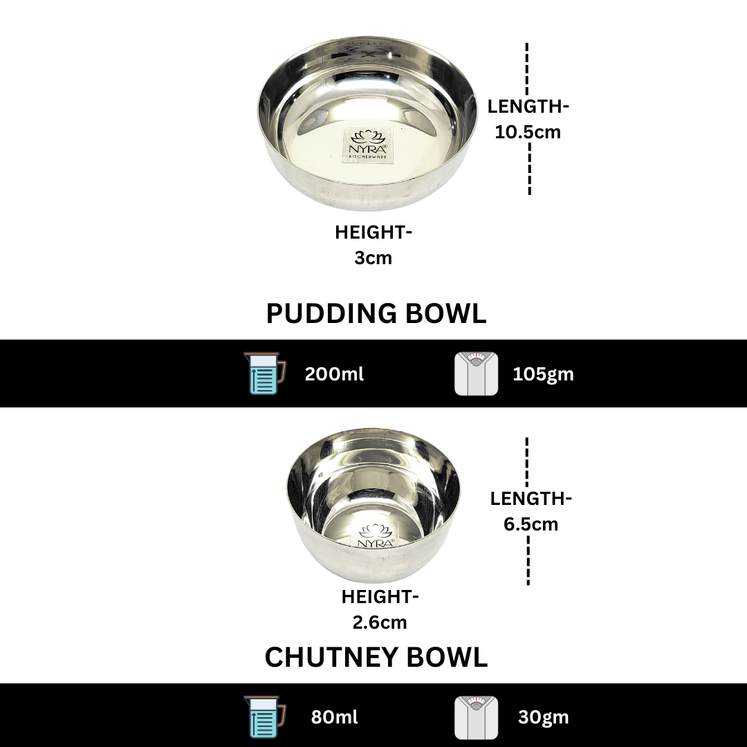 Stainless Steel Premium Thali/Dinner Set of 7-Pieces | Elegant Dinnerware