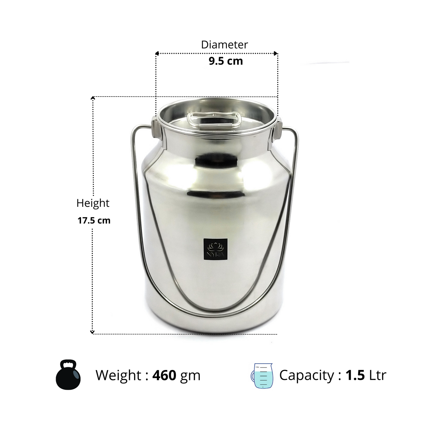 Premium Stainless Steel Milk & Oil Container with Lid – Durable Storage Solution - 6 Sizes