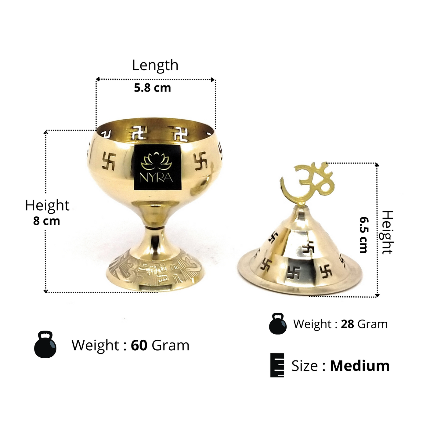 Pure Brass/Peetal Swastik Diya | Perfect for Puja