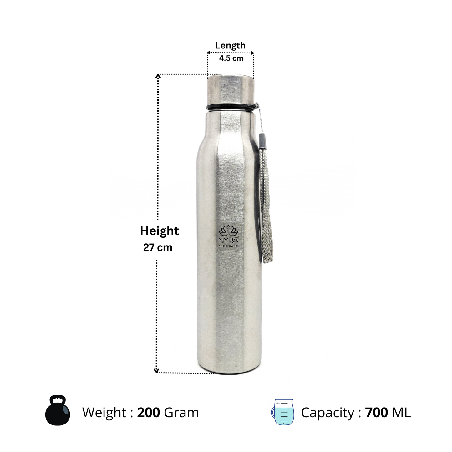 Stainless Steel Single-Walled Water Bottle with a String